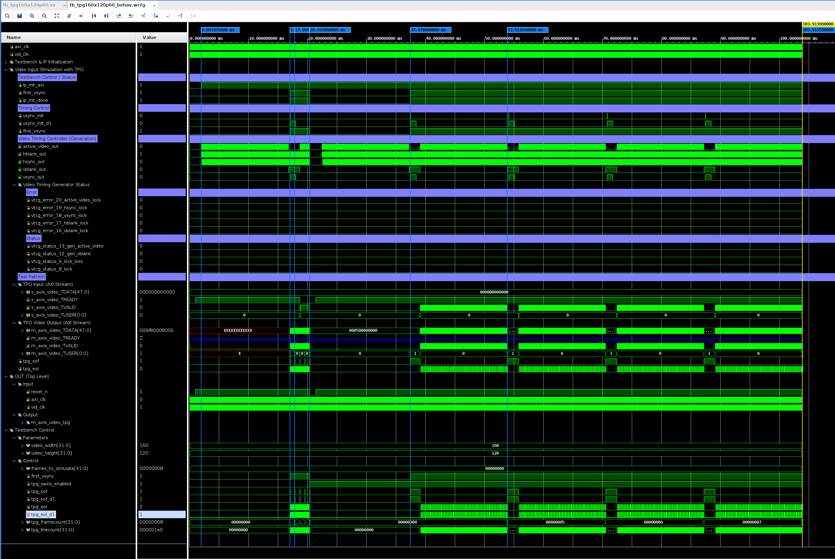 Video Test Pattern Generator Framerate Control